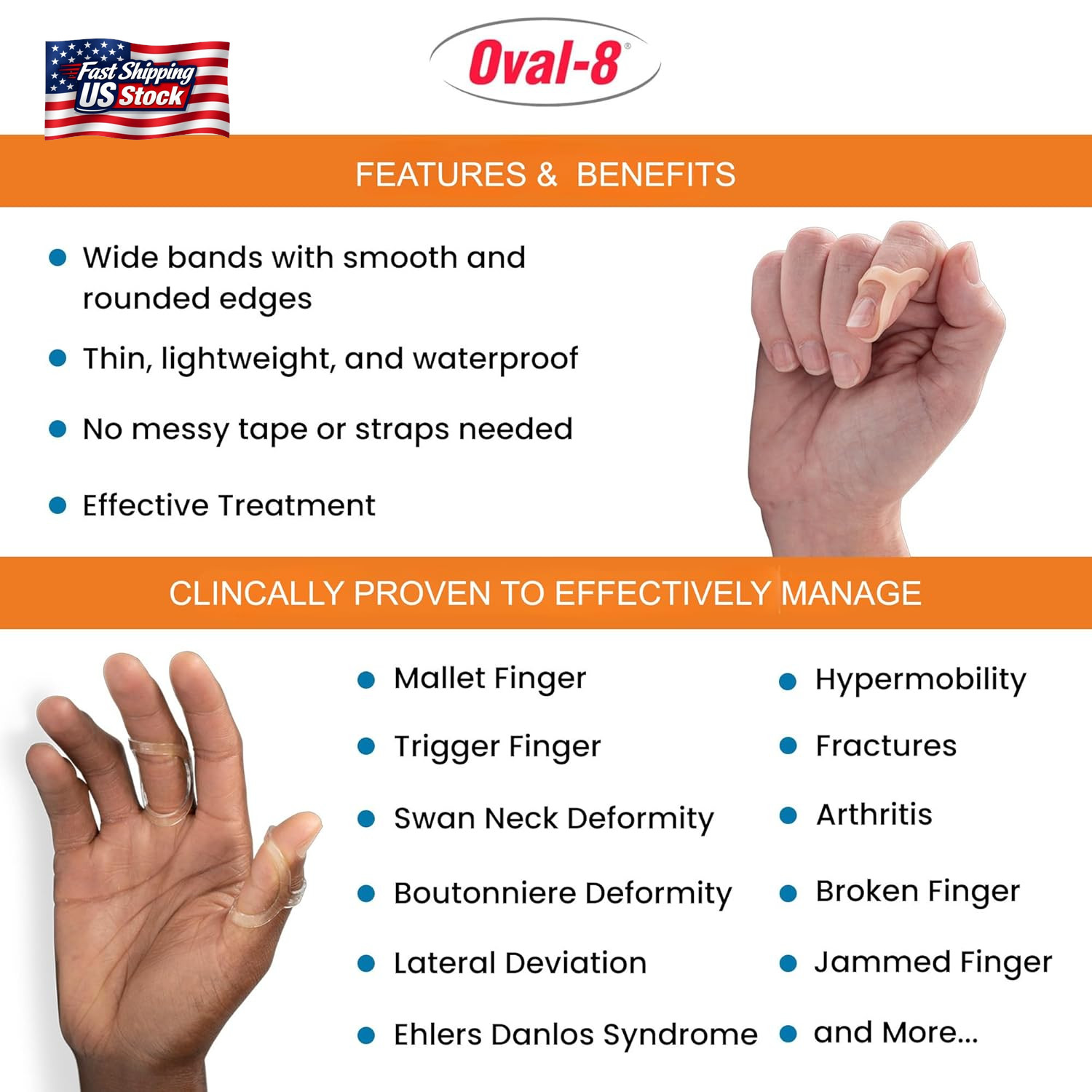 3-Point Products Oval-8 Finger Splint, Size 13, Pack of 1, Beige | Support and P