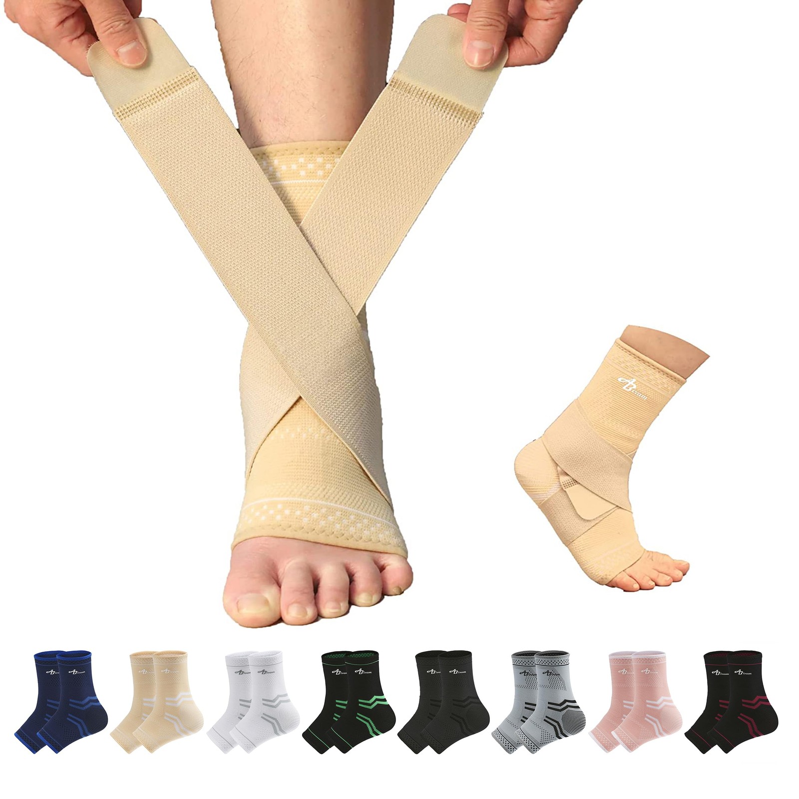 Ankle Brace Adjustable Compression Sleeve Wrap Sprained Plantar Size Large