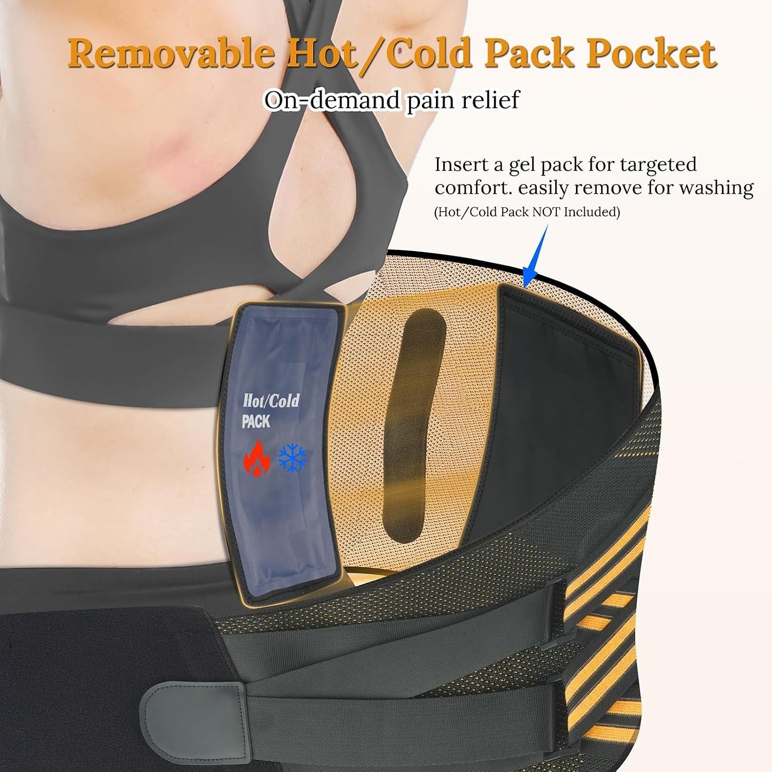 Copper Lower Back Brace – Removable Spine Rods & Therapy Pocket for Pain Relief