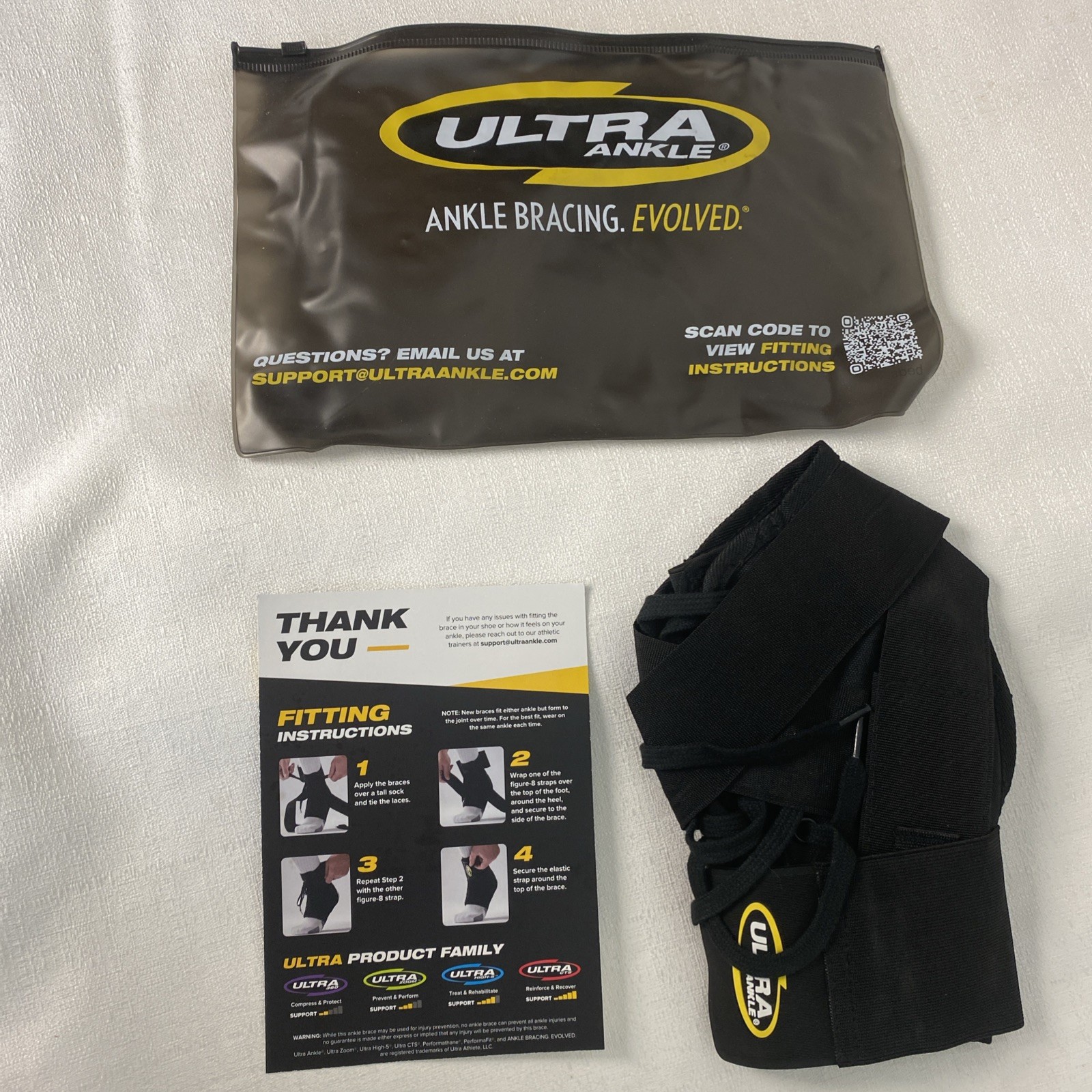 Ultra 360 Lace Up Ankle Brace Long Lasting Support Fits Both Left/Right S Black
