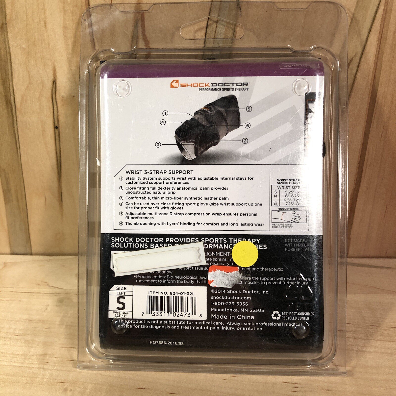 Shock Doctor Wrist 3-Strap Support – Performance Level 3: Left Size S – 824
