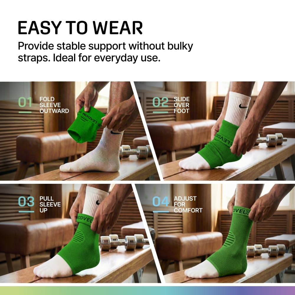 Modvel Foot & Ankle Brace Socks for Sprained Compression Large, Green
