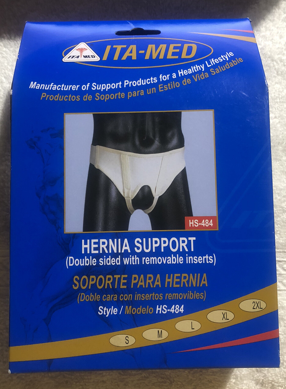 ITA-MED Hernia Support Brace Double Sided with Removable Foam Inserts Sz SMALL