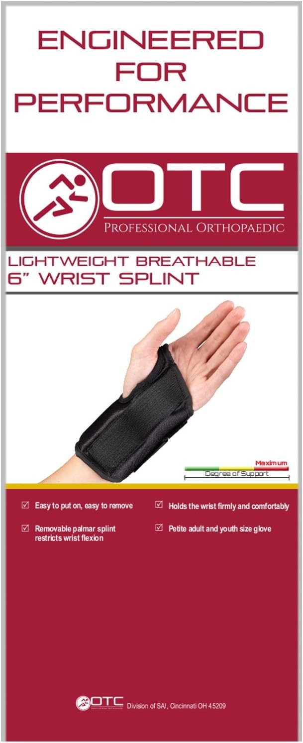 OTC Lightweight Breathable, 6″ Wrist Splint, Left Small