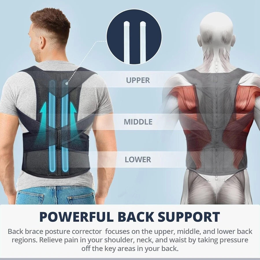 Back Brace Posture Corrector for Men and Women – Upper and Lower Back Support