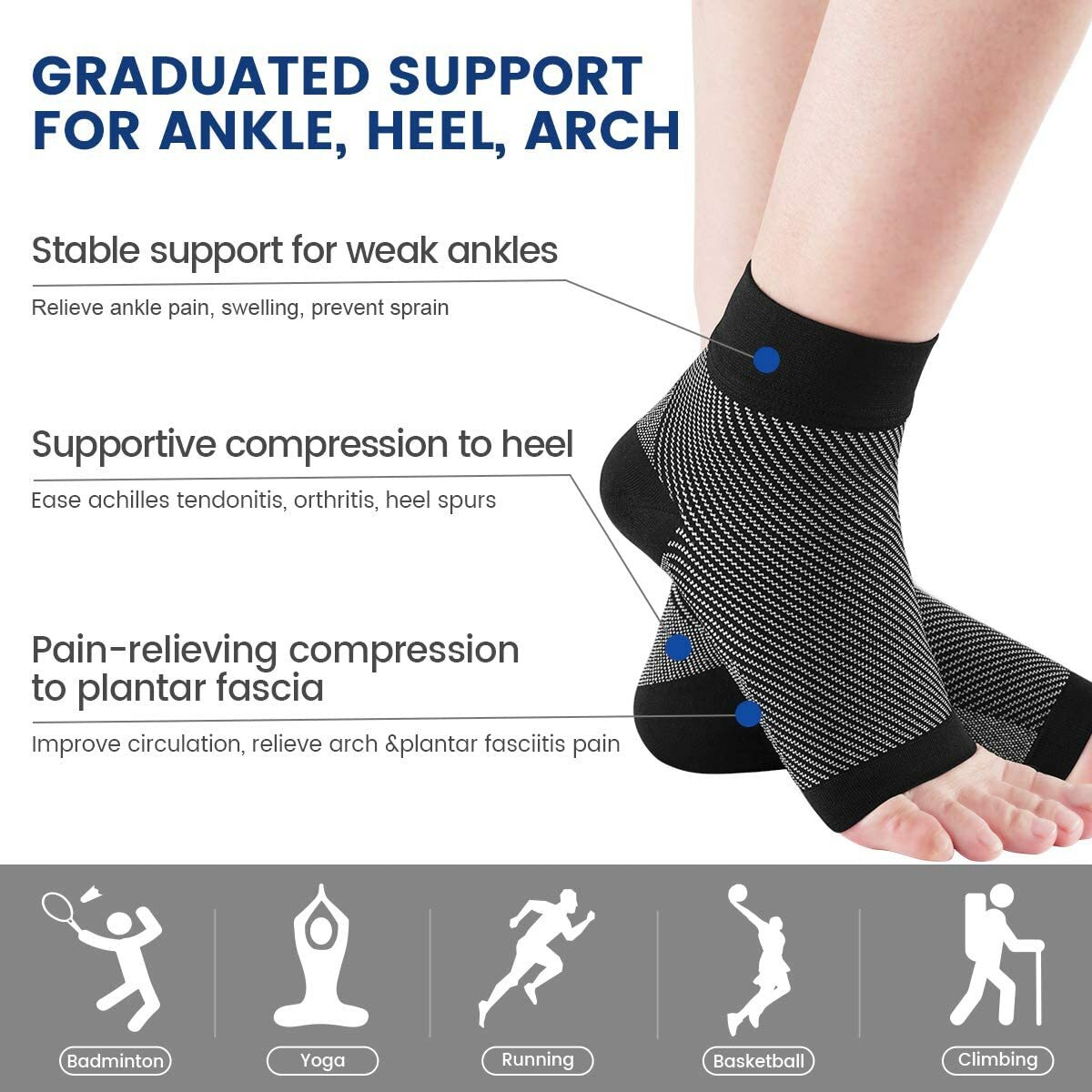 Lightweight Breathable Soft Ankle Support Brace 2 Pairs for Men Women, Black XL