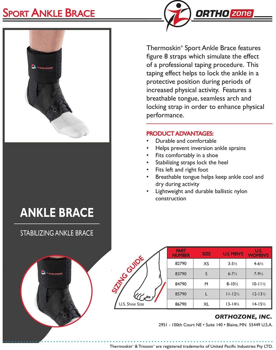 Thermoskin Advanced Stabilising Sport Ankle Brace 790 Simulate 8 Straps SIZE XL