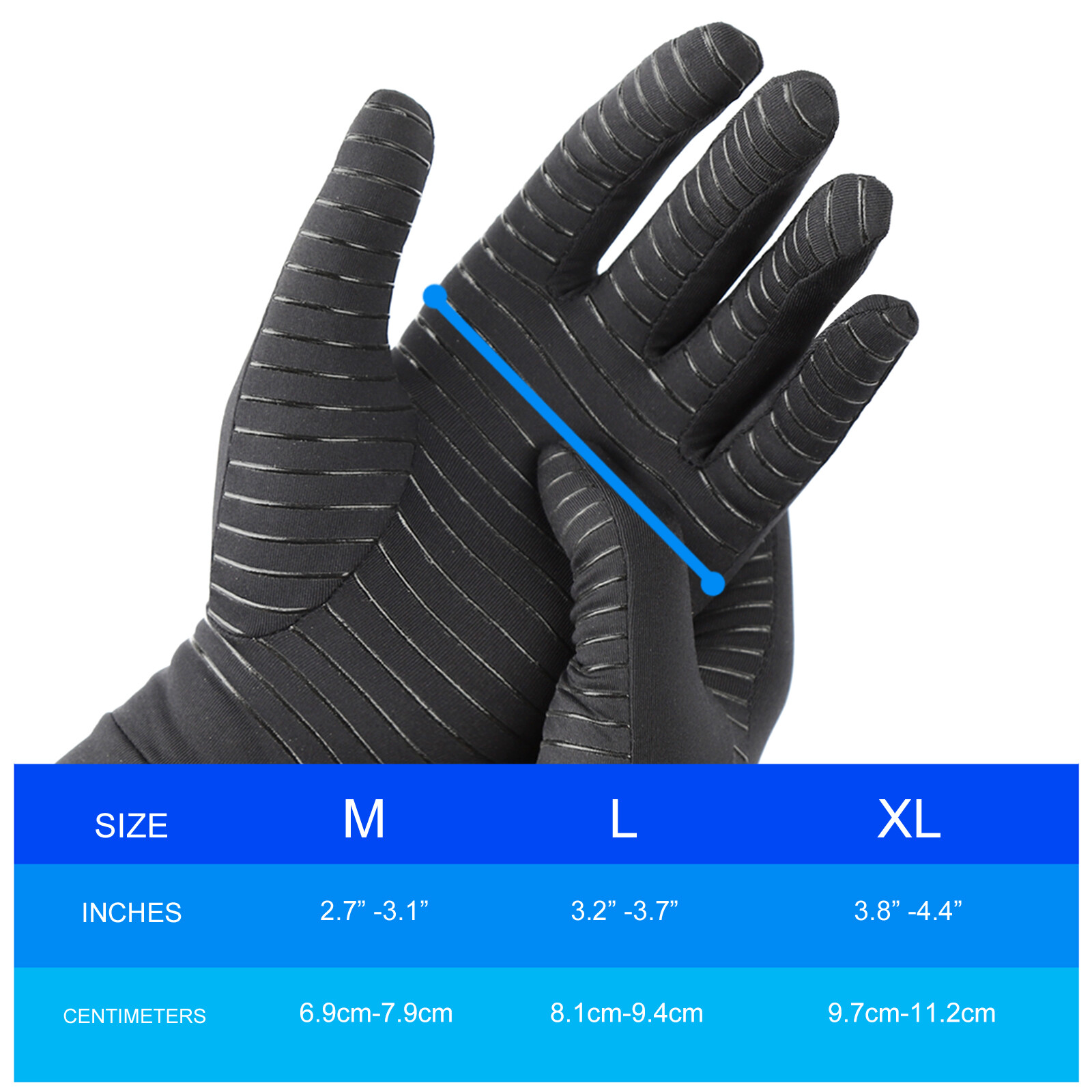 Copper Arthritis Compression Gloves Hand Support Pain Relief Joint Self Care