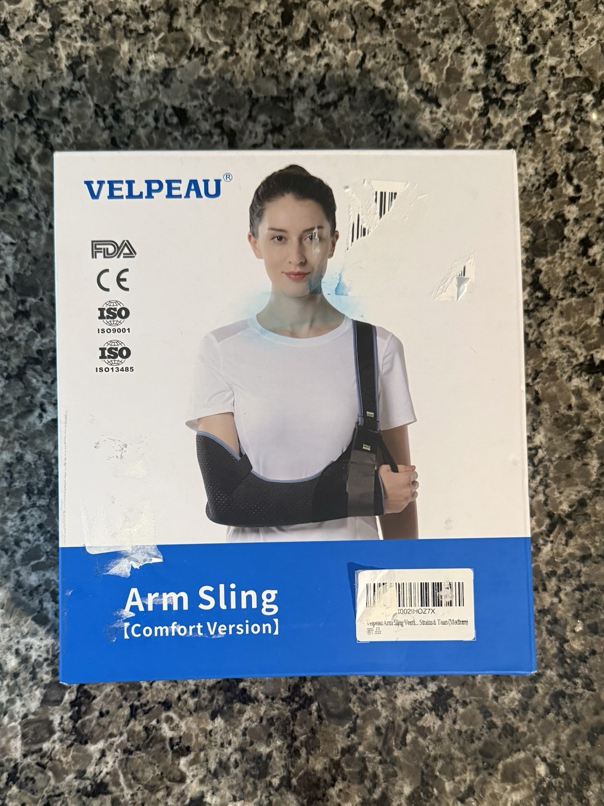 Velpeau Arm Sling Shoulder Immobilizer Left/Right Medium Comfort Black 29.5-33.5