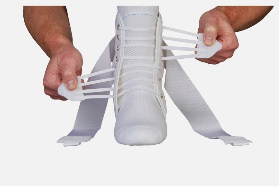 EZ Tie NEW SMALL White Med Spec ASO Speed Lacer Ankle Stabilizer Brace Support