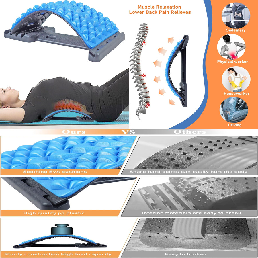NEW Back Stretcher for Lower Back Pain Relief – 4 Level Adjustable Spine Decompr