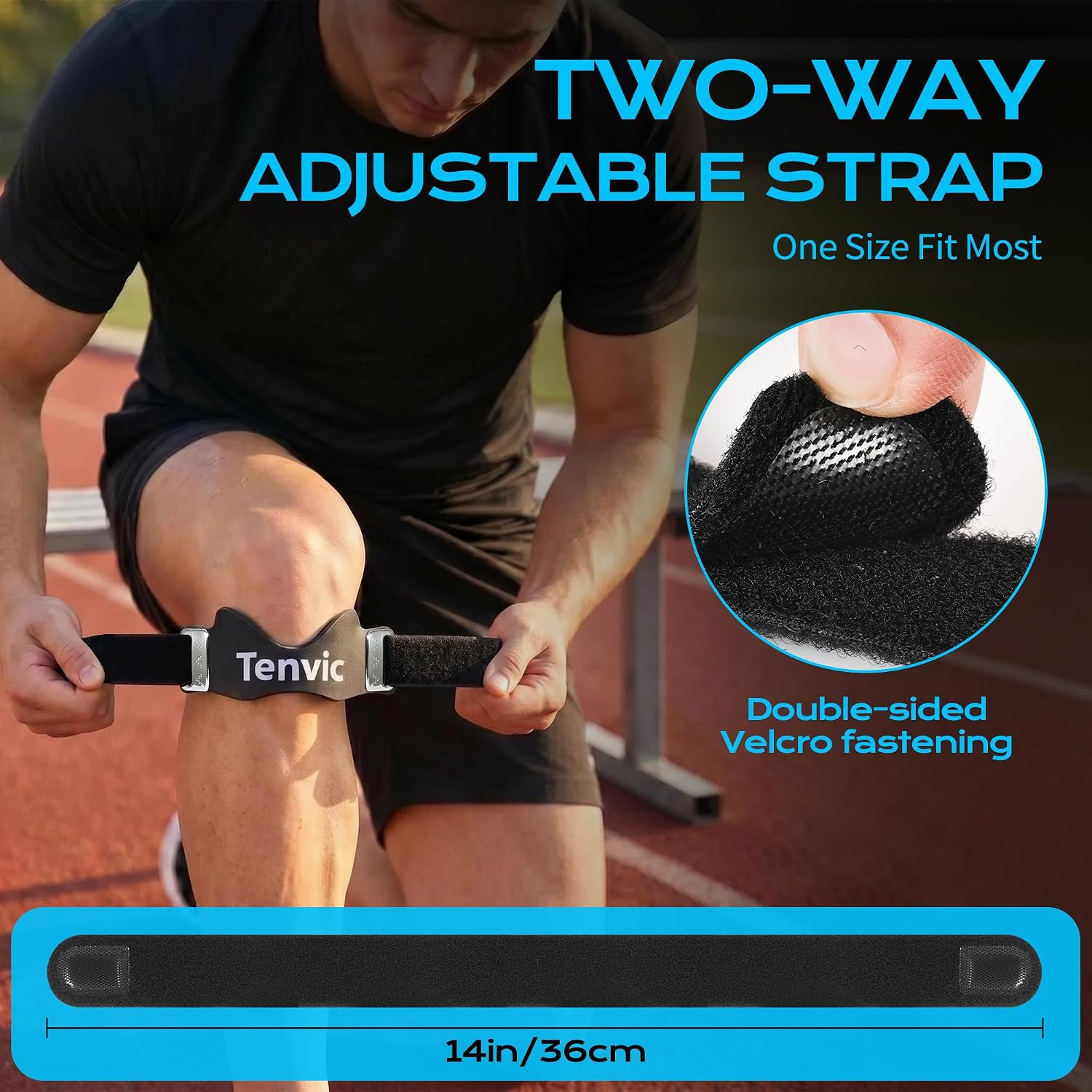 Knee Strap, Adjustable Patella Tendon Support Band with 0.3in 3D Silicone Airbag