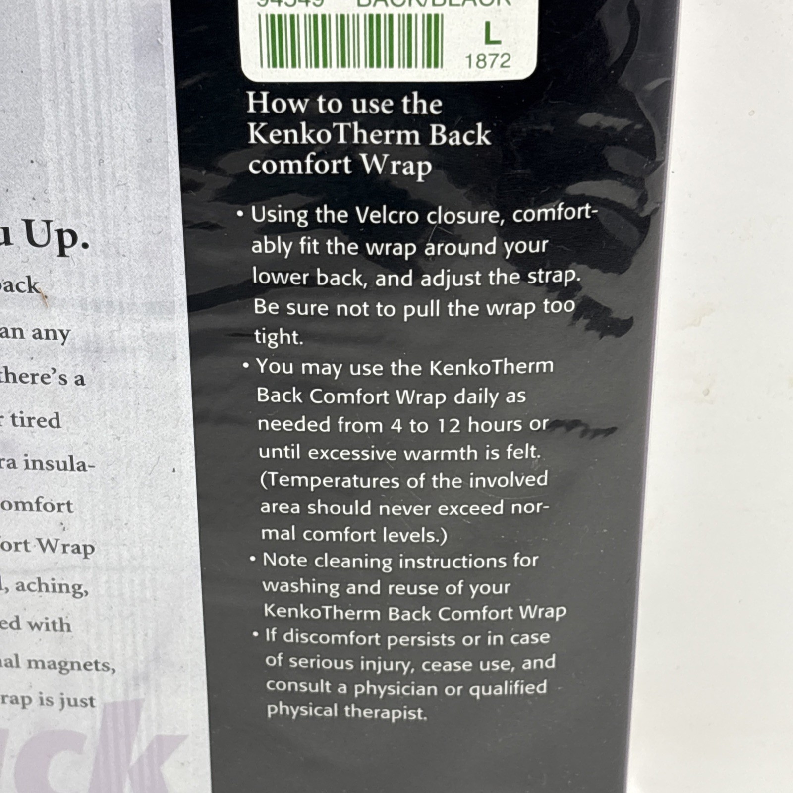 Nikken Kenkotherm Back Wrap Support Black Large #1872 New In Package