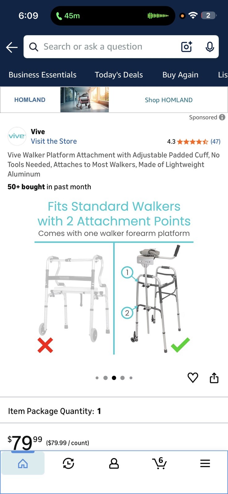 Vive Walker Platform Attachment with Adjustable Padded Cuff,