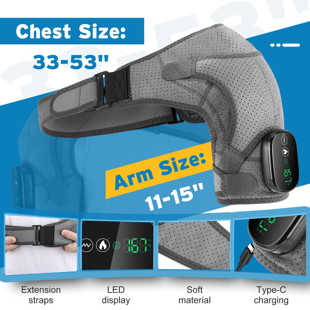 Electric Heated Vibration Shoulder Massager Shoulder Brace for Joint Pain Relief