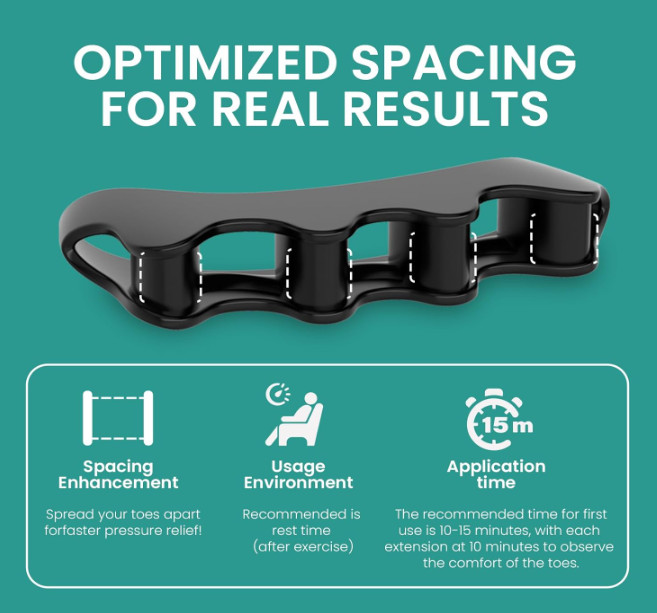 Welnove – Toe Separators Straightener Bunion Corrector Color Black – 8 Packs