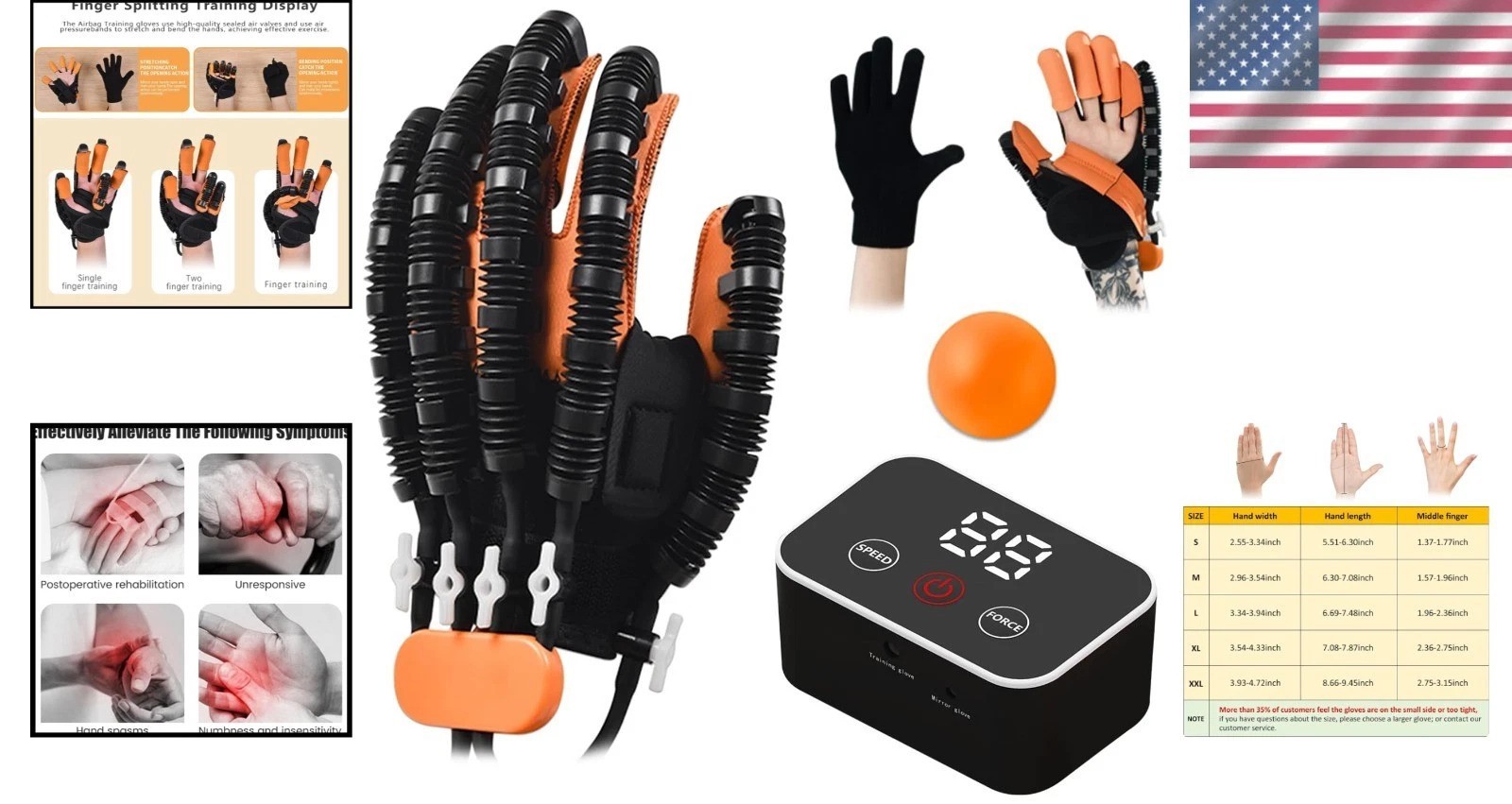 Rehab Finger Gloves L Left Hand Stroke Recovery Durable High Power Air Pump