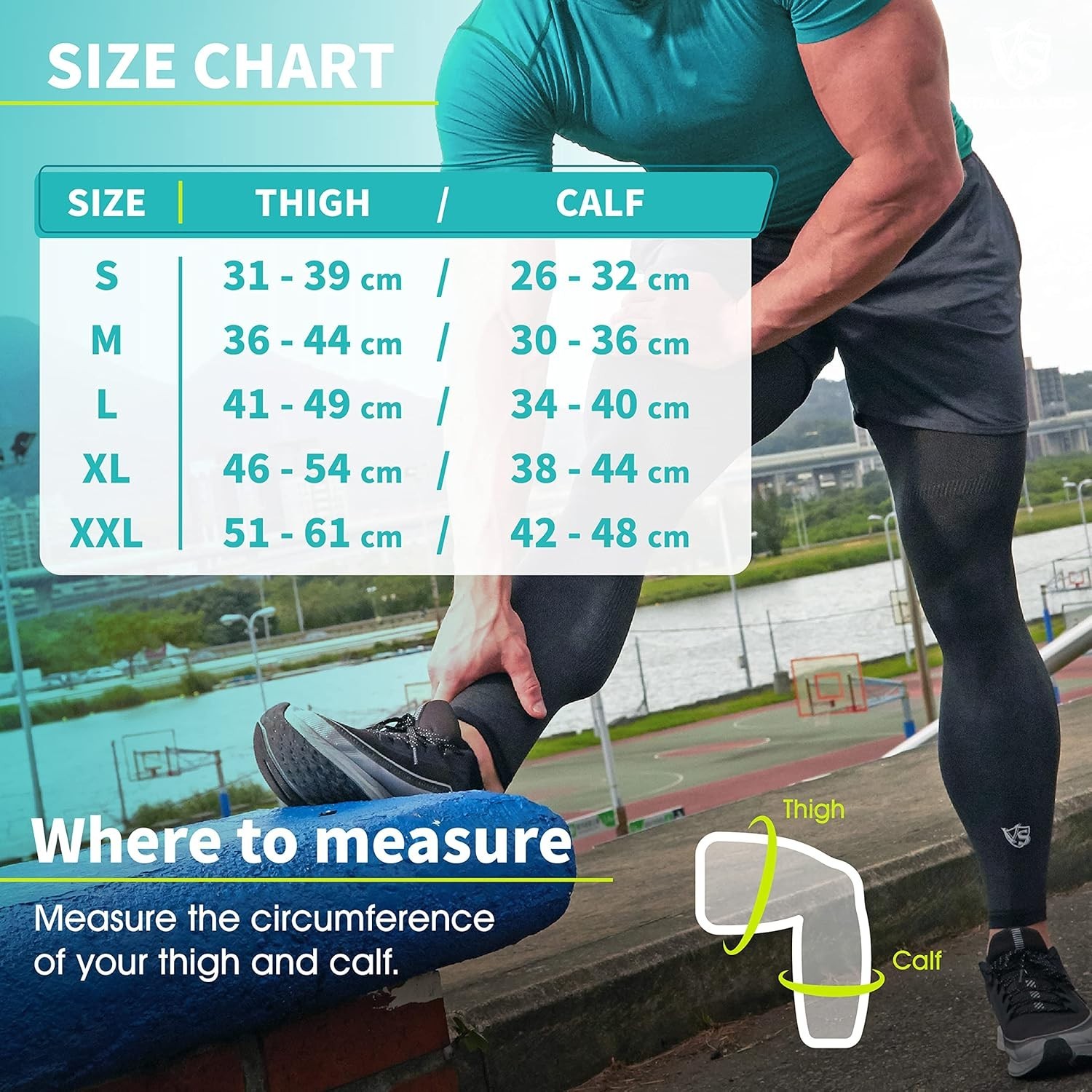 Vital Salveo Dark Grey Carbon Recovery Full Leg Sleeve MEDIUM Compression Leg