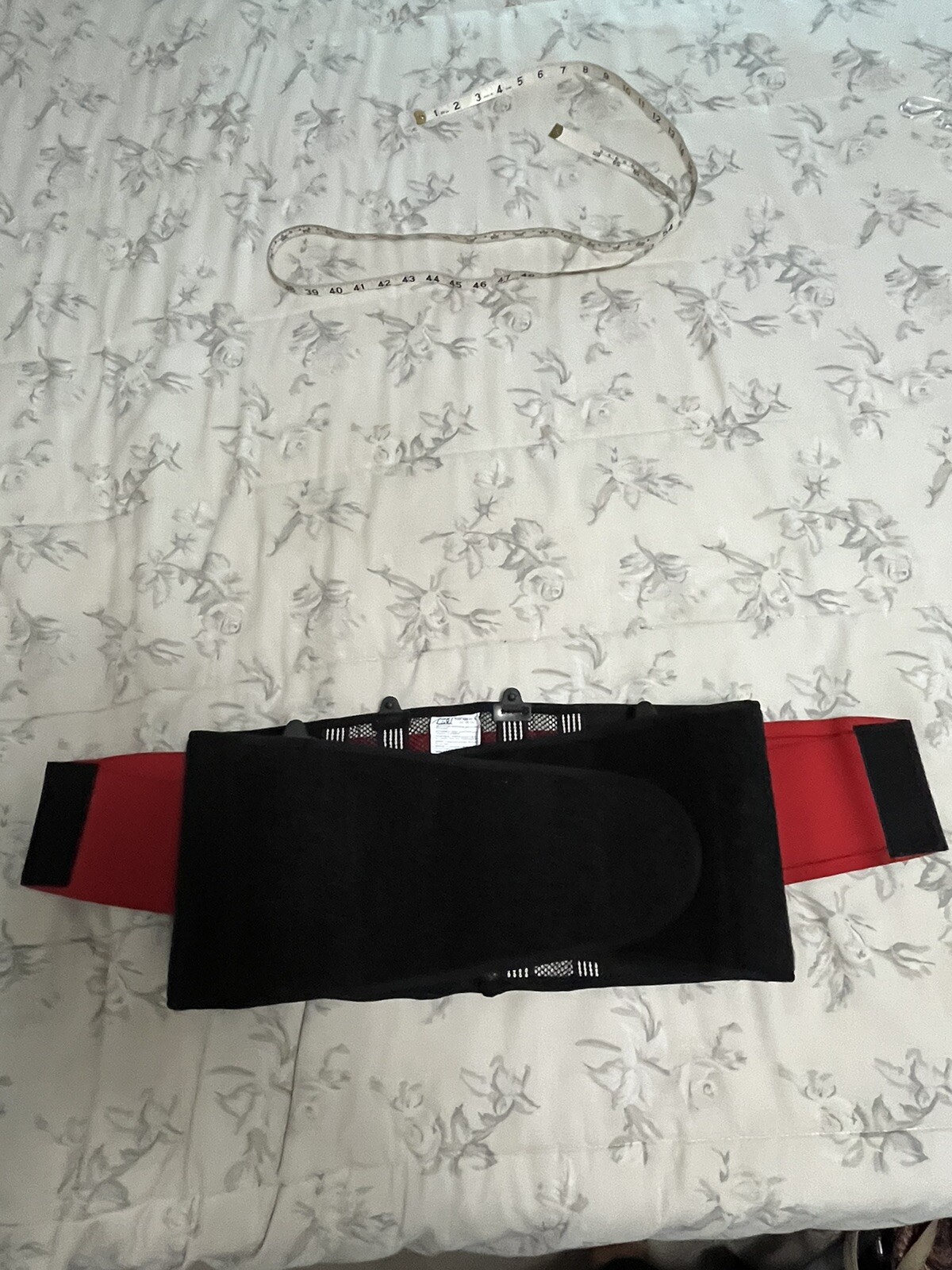 DK-1 Adjustable Back Brace Lumbar Support Black With Red. Waist From 26×48 Large