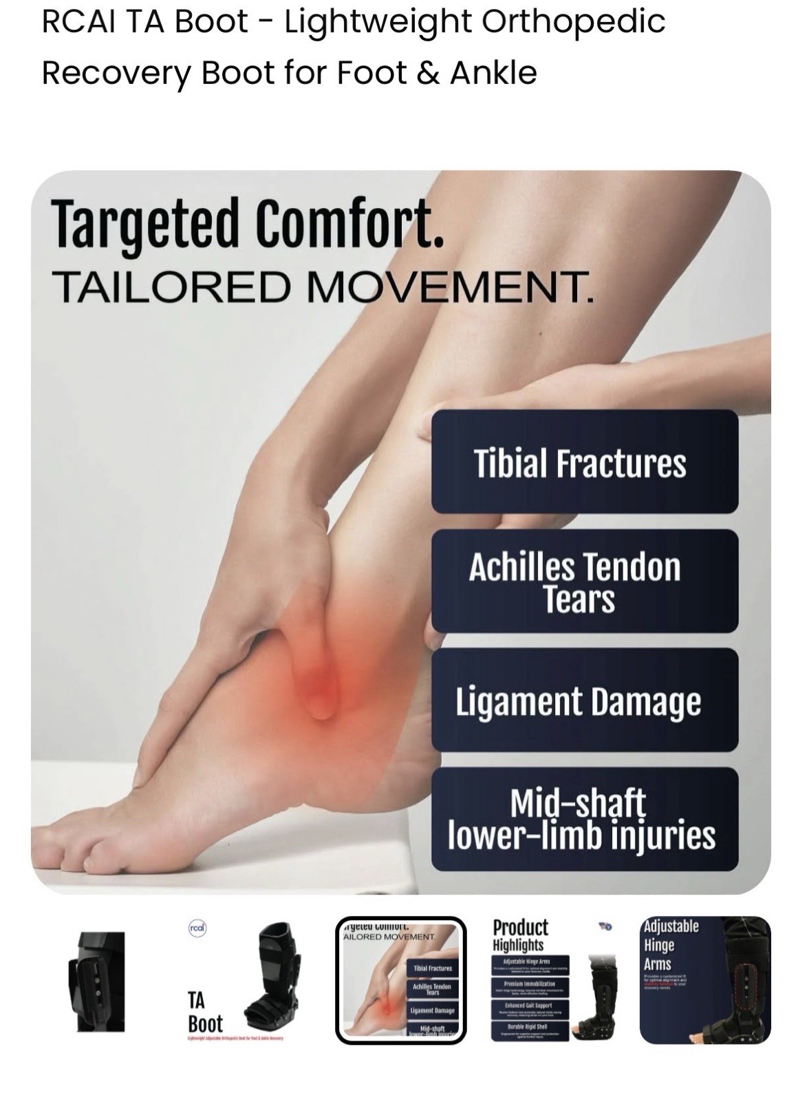 RCAI TA Boot Orthopedic Immobilization Boot Adjustable Foot/Ankle INFANT Black