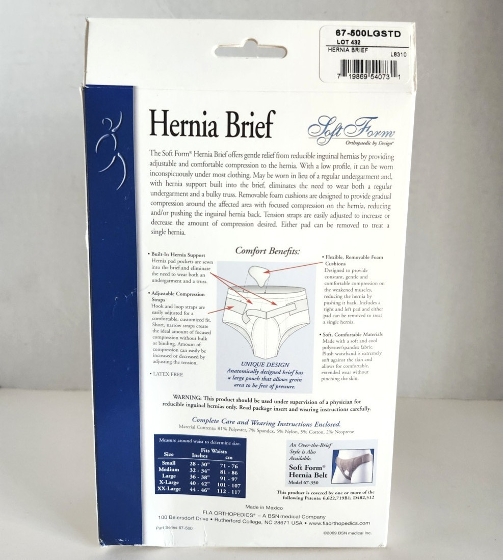 Soft Form Hernia Brief Size Large White Support Garment Latex Free