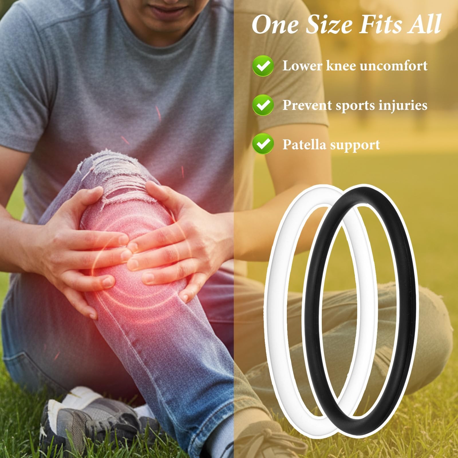 HJZHII 6PCS Patellar Tendon Support Strap, Knee Pain Relief Patella Ban