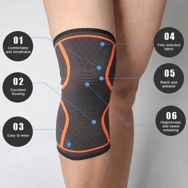 1x Knee Sleeves Copper Silver Compression Brace Support Sport Joint Injury Pain