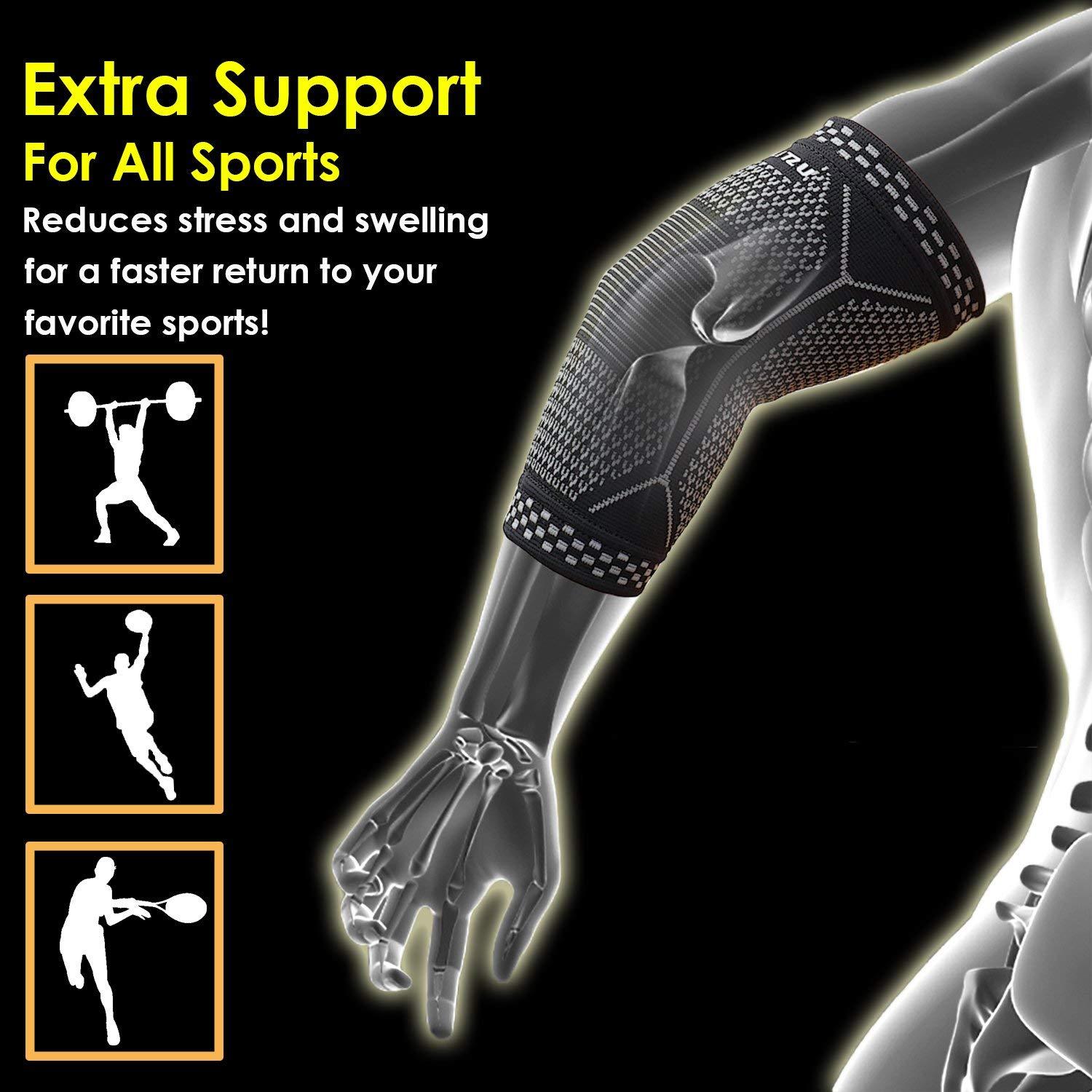 Blitzu Elbow Brace Elastic Compression Arm Sleeves Tendonitis Bursitis Arthritis