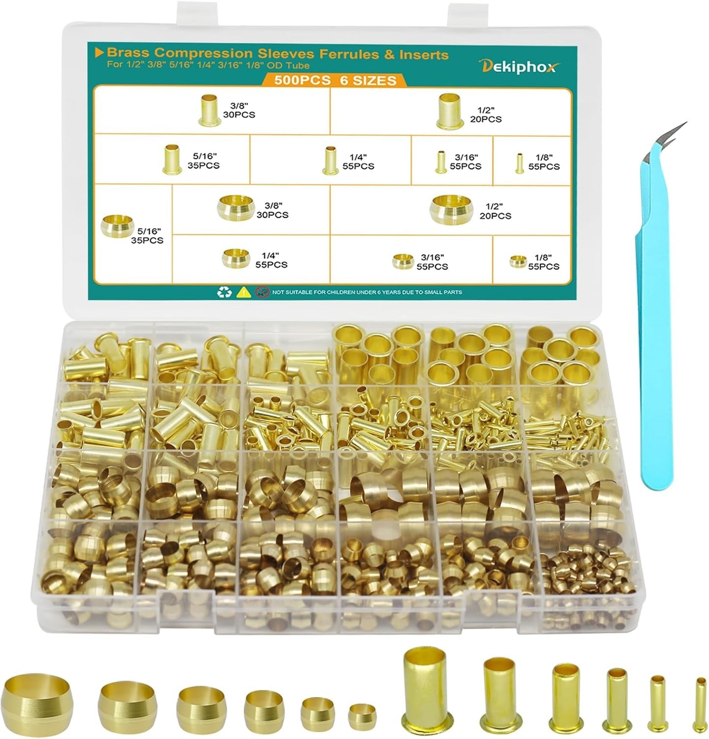High-Quality Brass Compression Fittings – 500PCS Sleeves and Inserts Assortment