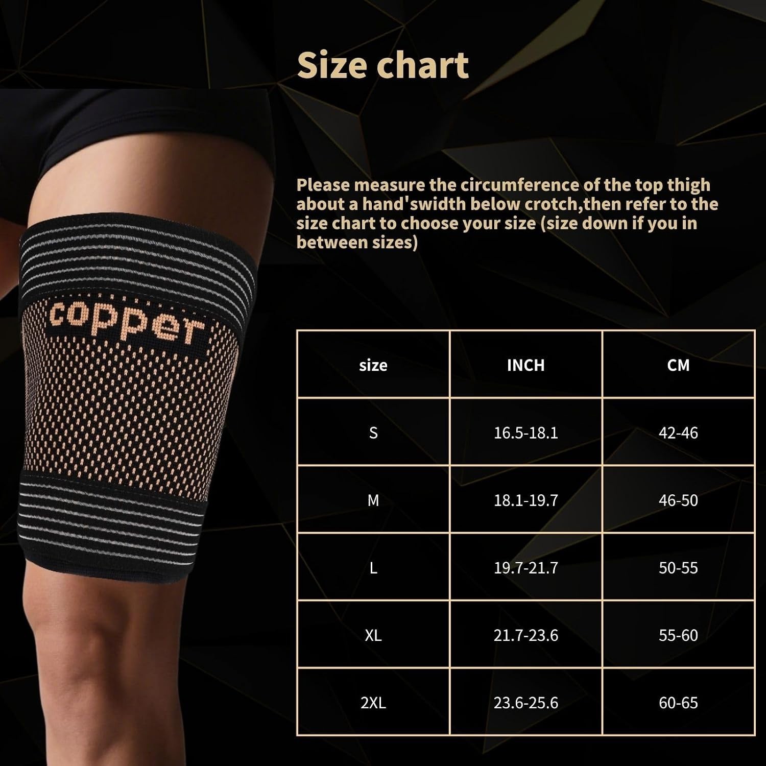 Breathable Copper Compression Sleeves for Hamstring Support – Large Size Duo