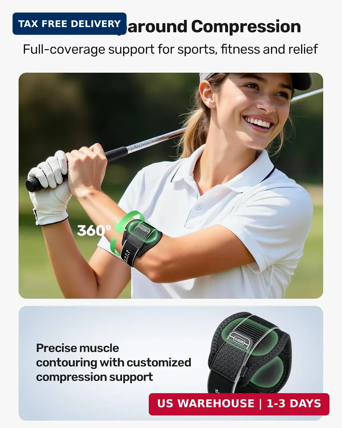 Upgraded Tennis Elbow Brace for Men Women with 2 Silicone Pads Support for Sport