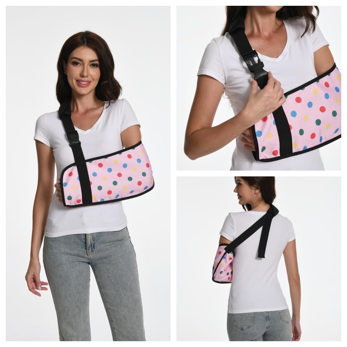 Pink Dot Print Arm Sling Broken Arm Torn Rotator Cuff Shoulder Support Brace