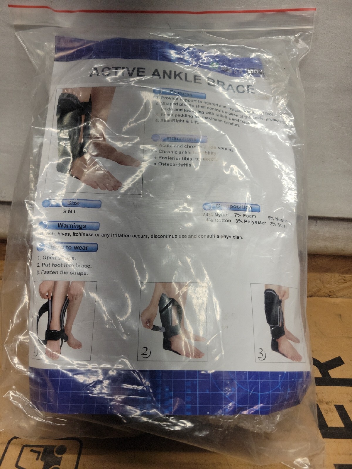 Active Ankle Brace Medium Lace Up & Strap Multi Sport