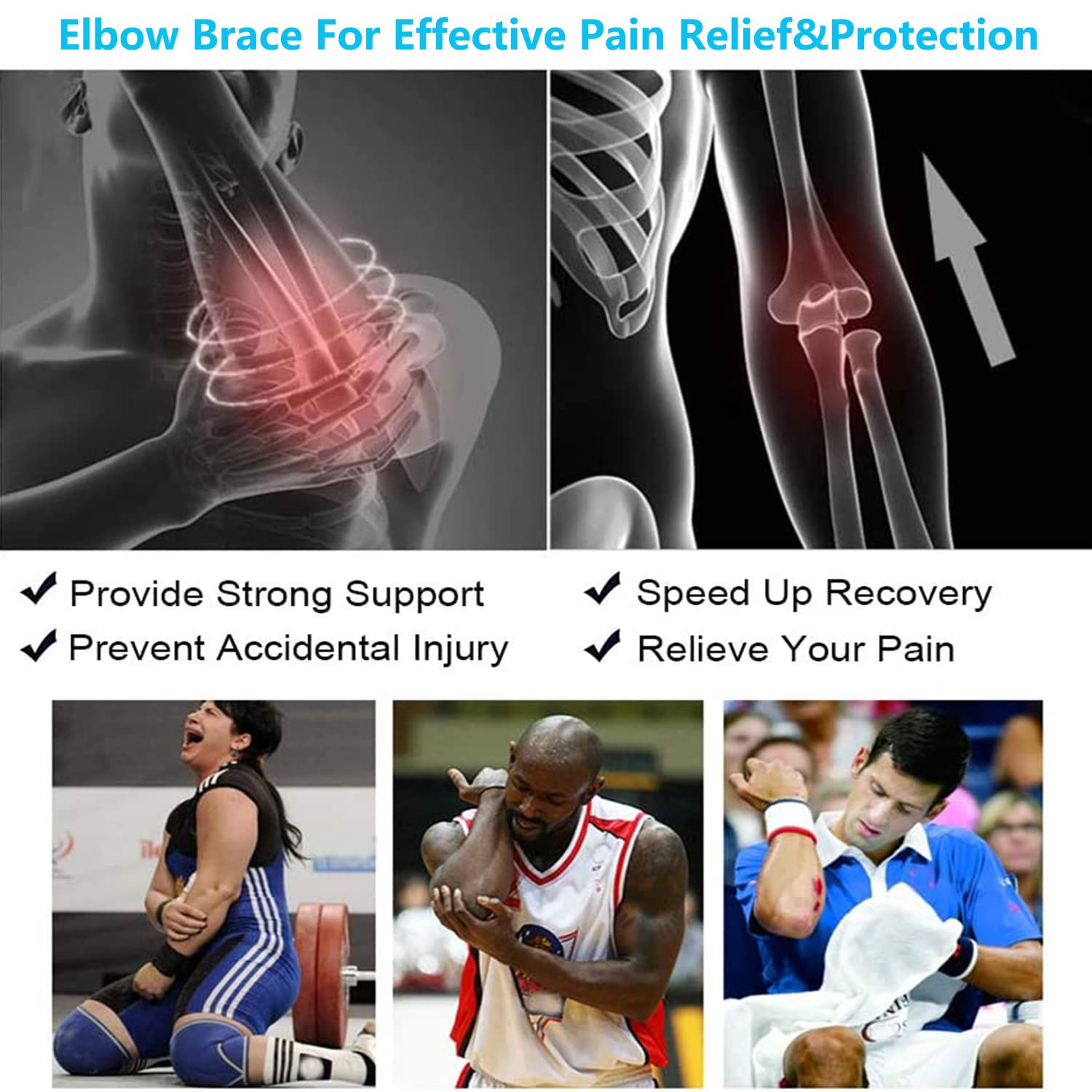 Adjustable Elbow Brace for Men & Women – Instant Pain Relief for Tennis Elbow…