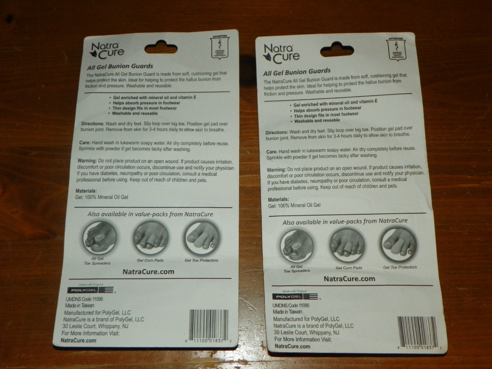 Natra Cure ALL GEL BUNION GUARDS 2 packages 12 pieces total Natracure