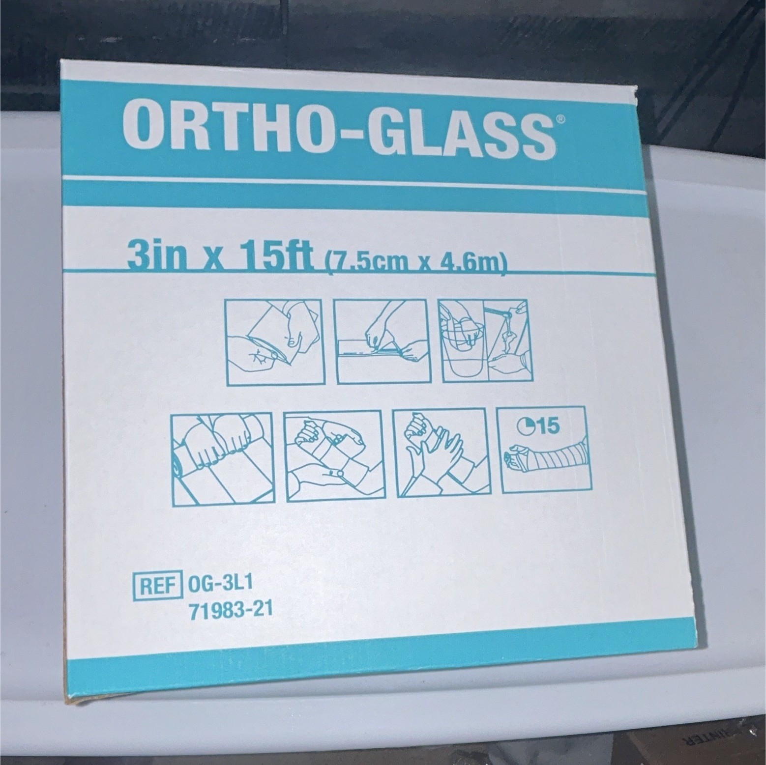 Ortho-Glass Synthetic Roll Splint 3 in x 15 ft White/Teal OG-3L1 71983-21
