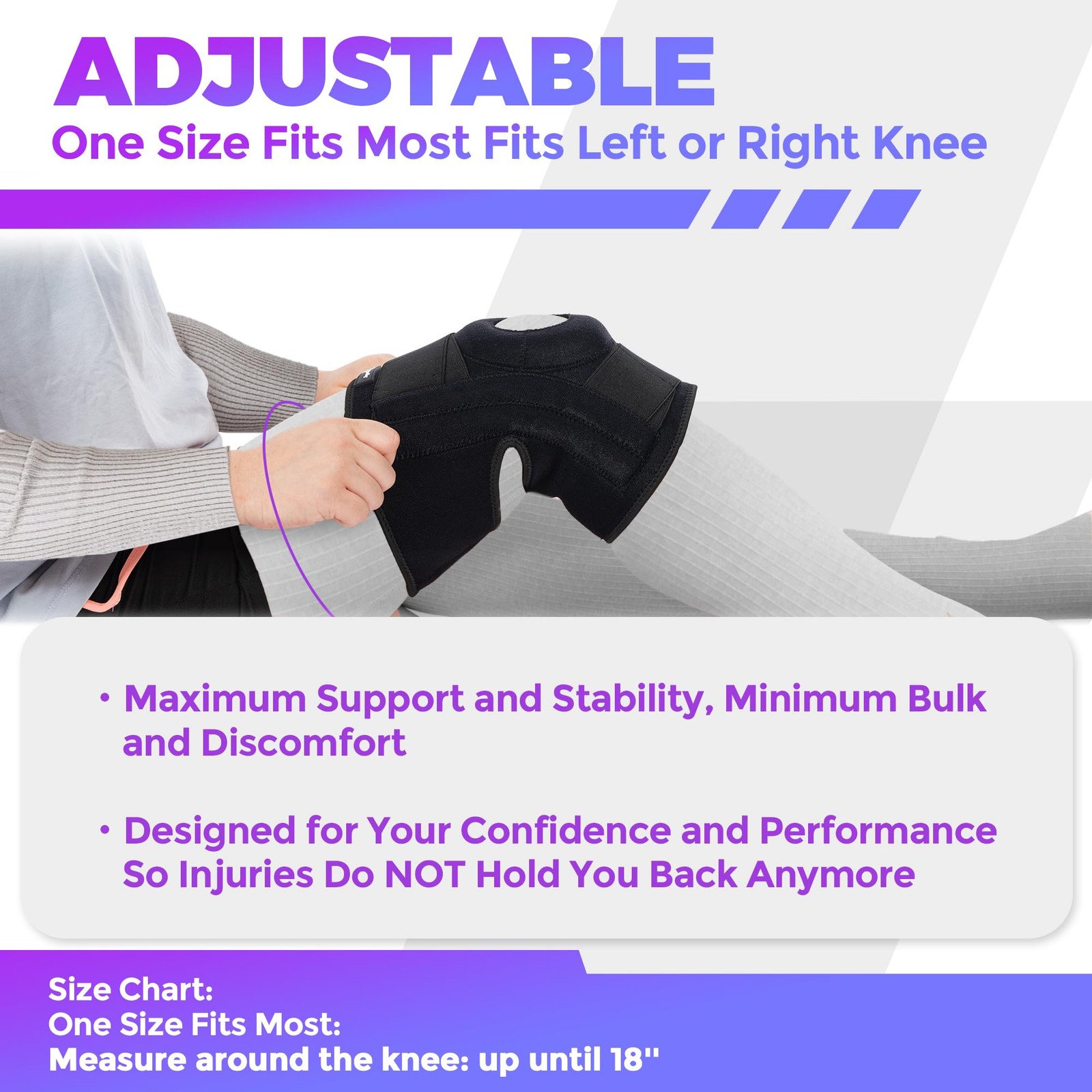 Max Smart Self Adjusting Knee Support with Adjustable Side Stabilizers -…