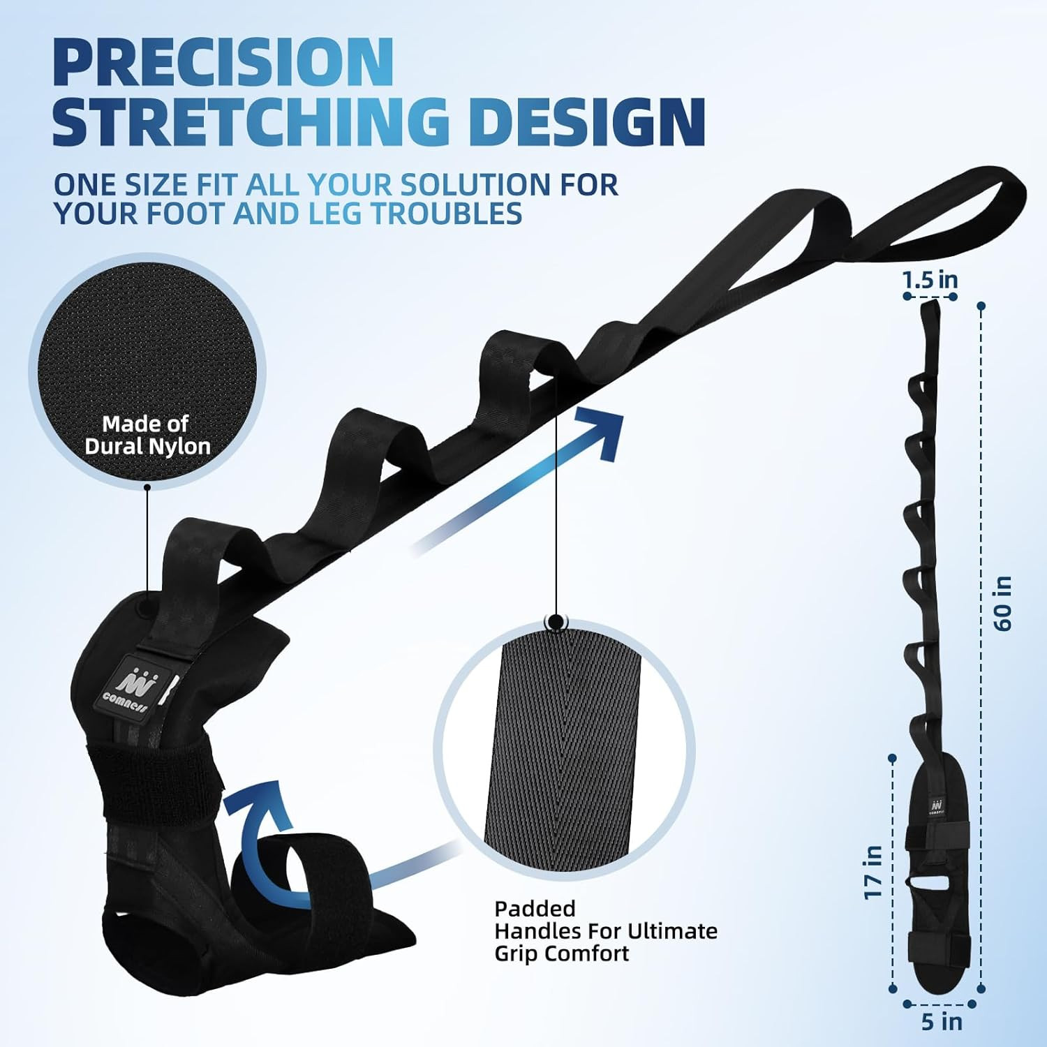 Foot and Calf Stretcher-Stretching Strap for Plantar Fasciitis, Heel Spurs, Foot
