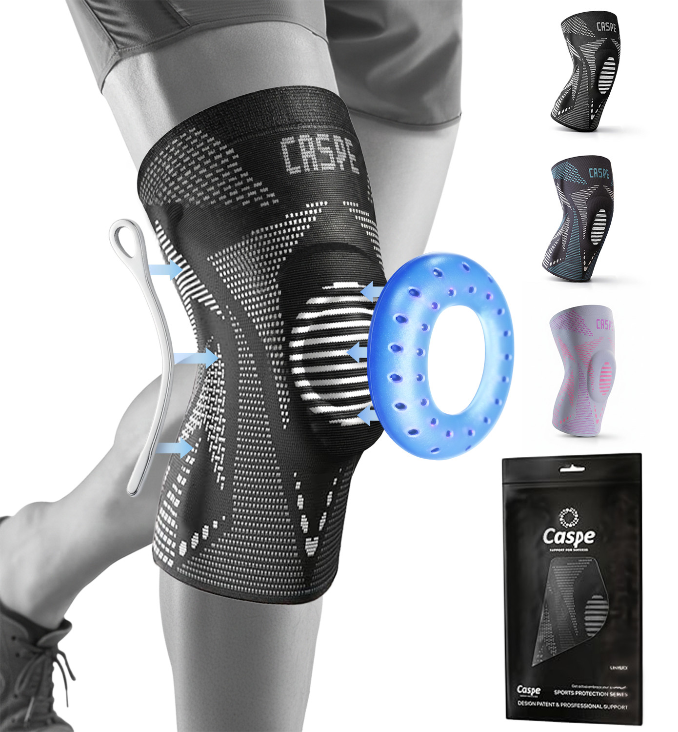 Caspe Woman Men for Knee Pain Knee Support with Patella Gel Pad Arthritis Relief