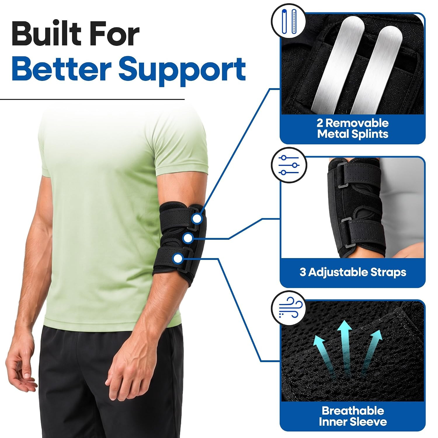 Elbow Splint Tendonitis Elbow Brace – Cubital Tunnel Brace for Sleeping – Tenni