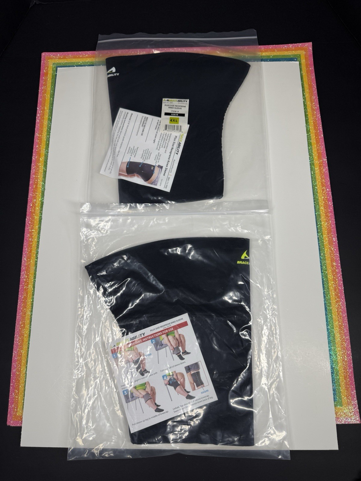 2 NEW! Braceability Knee Sleeve Plus Neoprene Compression 4XL Support Brace.