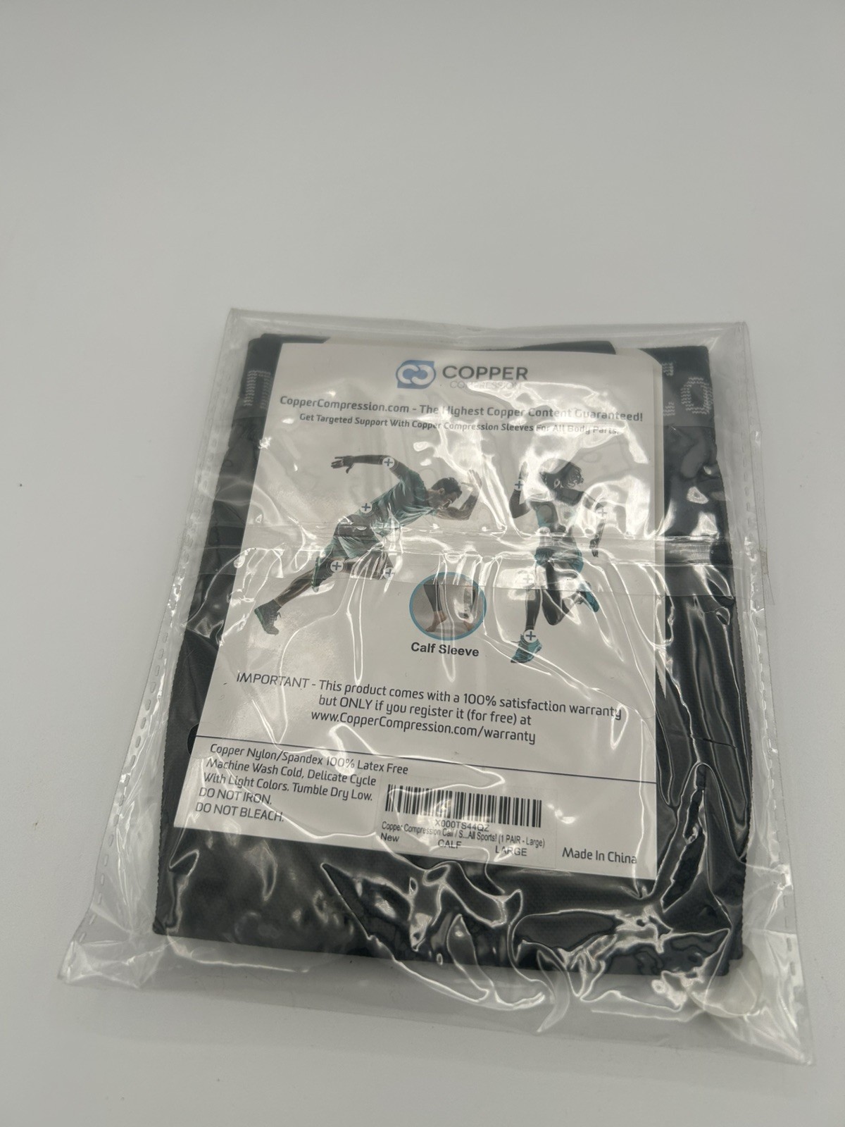 Copper compression calf sleeve new in package large black