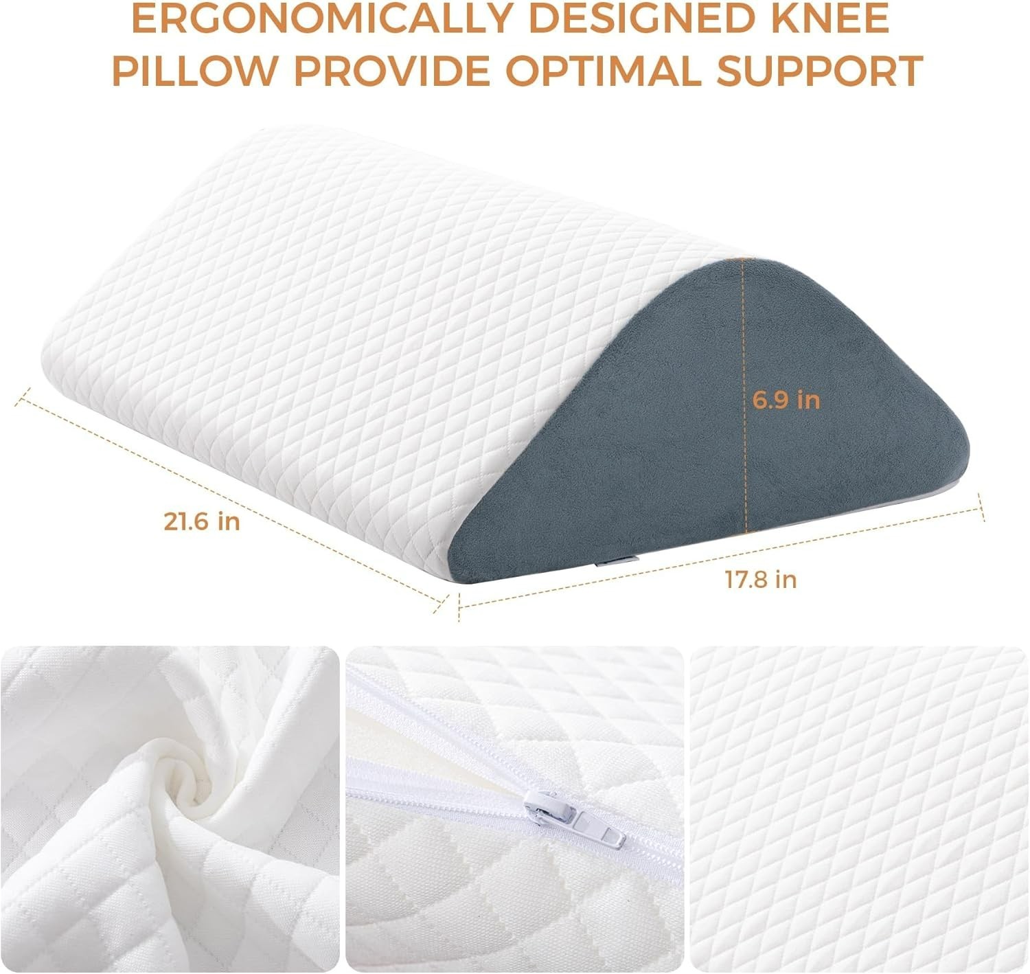 Knee Wedge Pillow for Leg Elevation Post Surgery Recovery with Cover