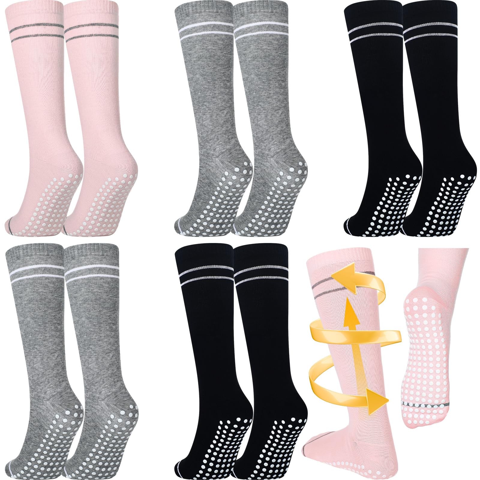 Funnysoft 6 Pair Pregnancy Compression Socks uniform size, Pink, Gray, Black