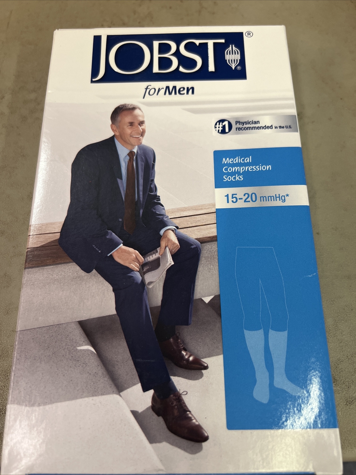 Jobst for Men 15-20 Closed Toe Knee High Ribbed Compression Socks – Black Small