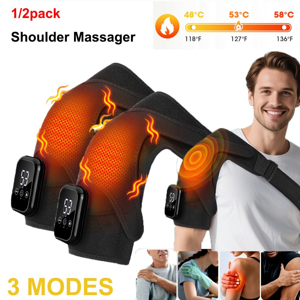 Electric Shoulder Massager Heated Shoulder Brace with Vibration for Pain Relief