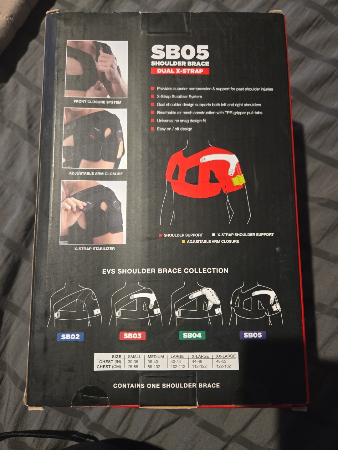 EVS SB05 Bilateral Shoulder Stabilizer Brace Black, Dual X-Strap – Sz. Small