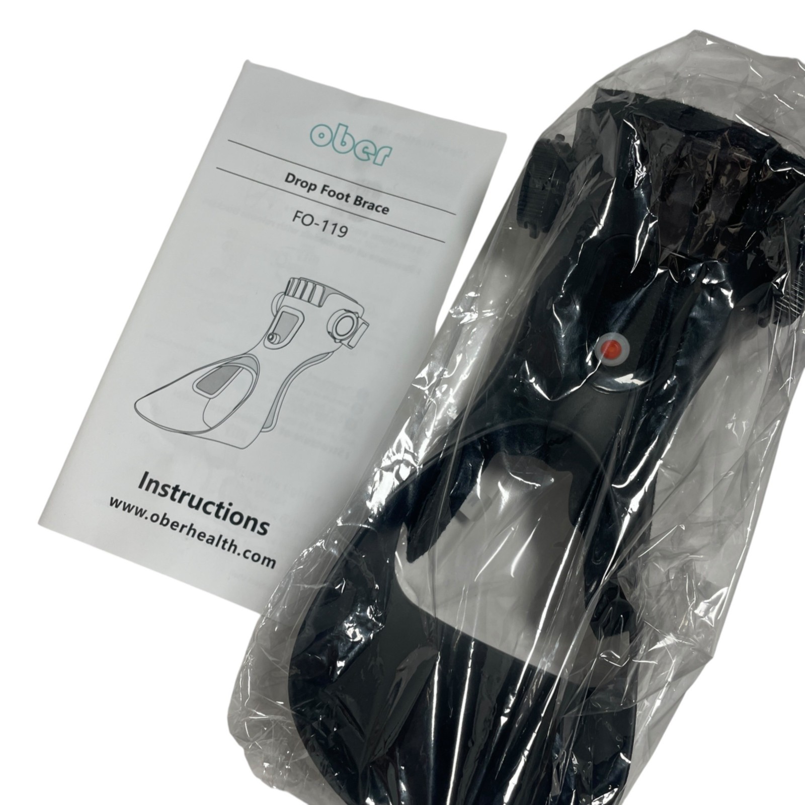 Ober FO-119 Drop Foot Brace Adjustable Black Lightweight Design