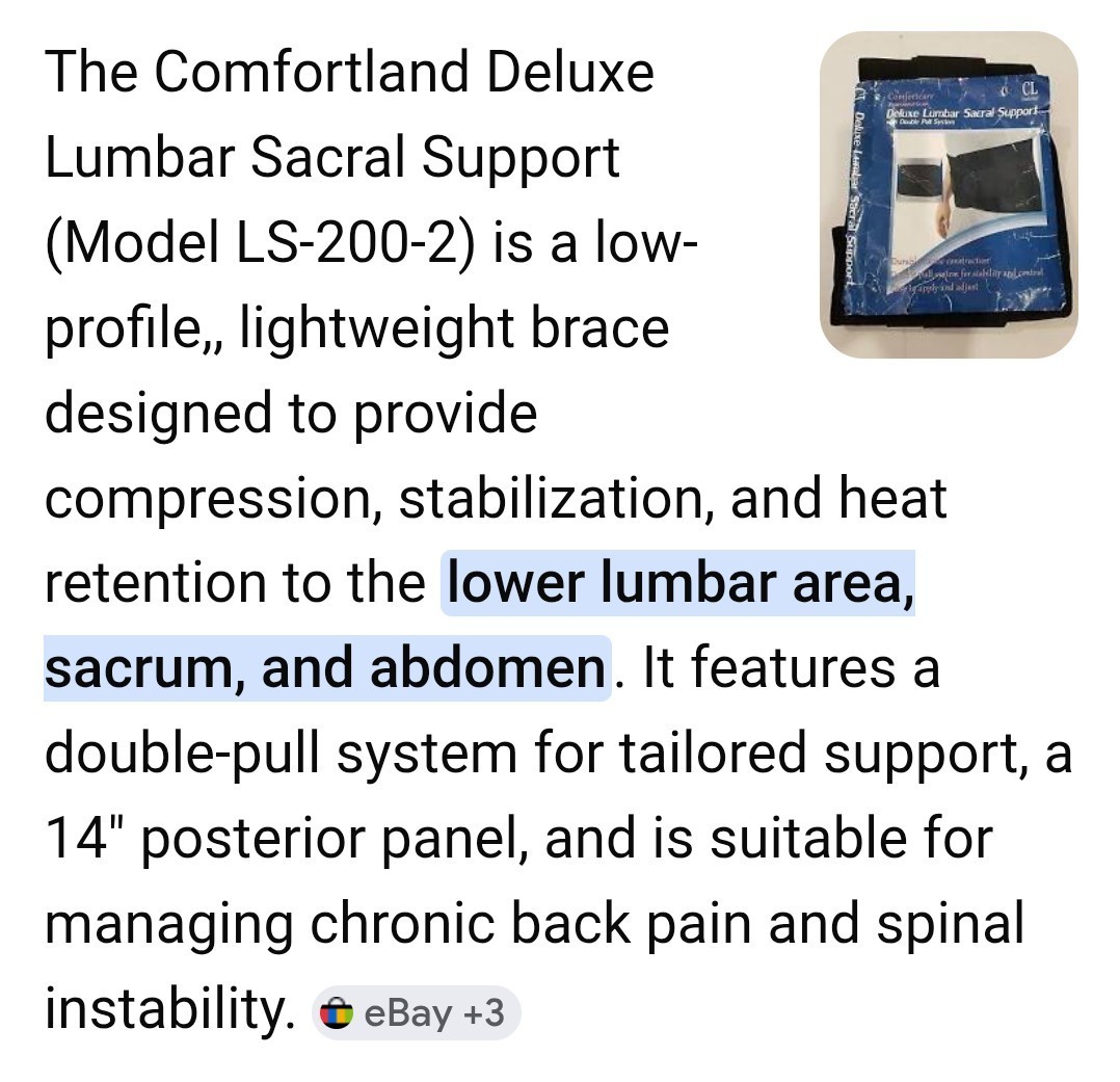 Comfortland Deluxe Back Support Lumbar Sacral LS-200-2 Small (32-36″ Waist) EUC