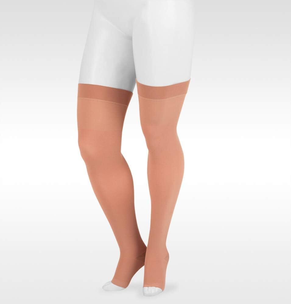 Juzo Dynamic Varin Thigh High, Open Toe, Short, Dot Band, Size: IV (Beige) 30-40